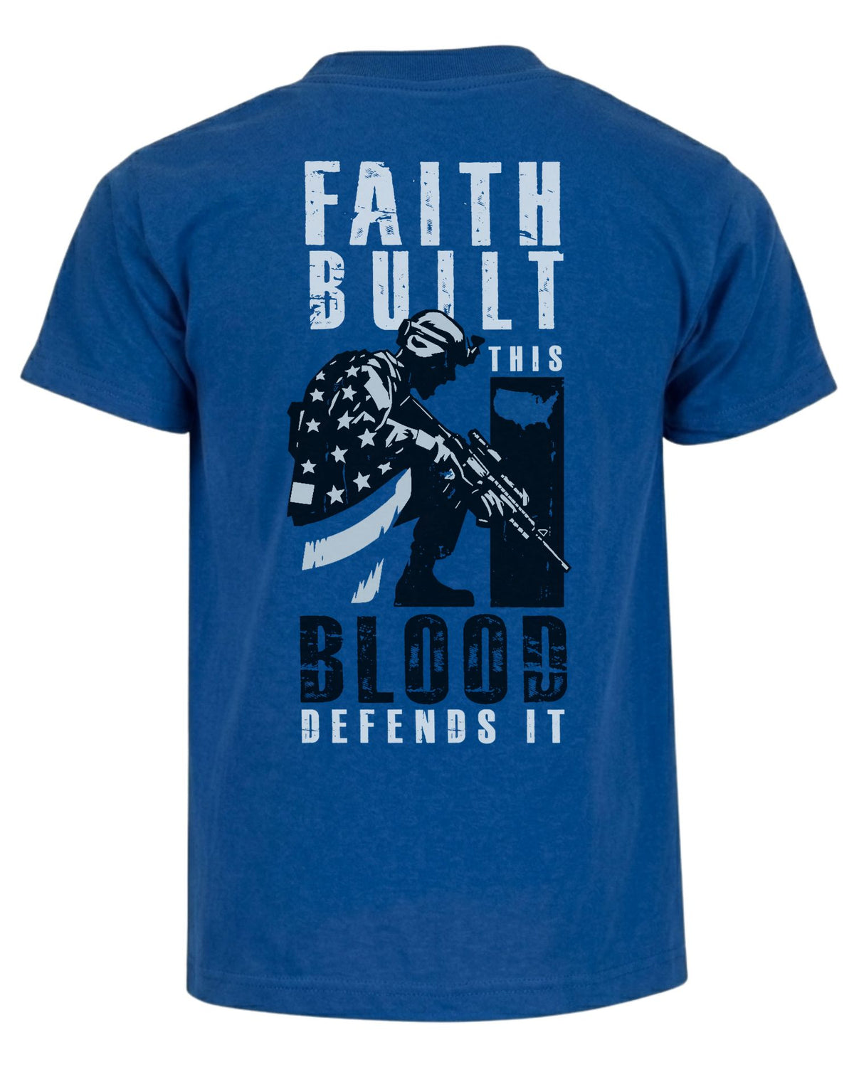 Faith Built This Blood Defends It T-shirt | Royal Blue | mockup 04