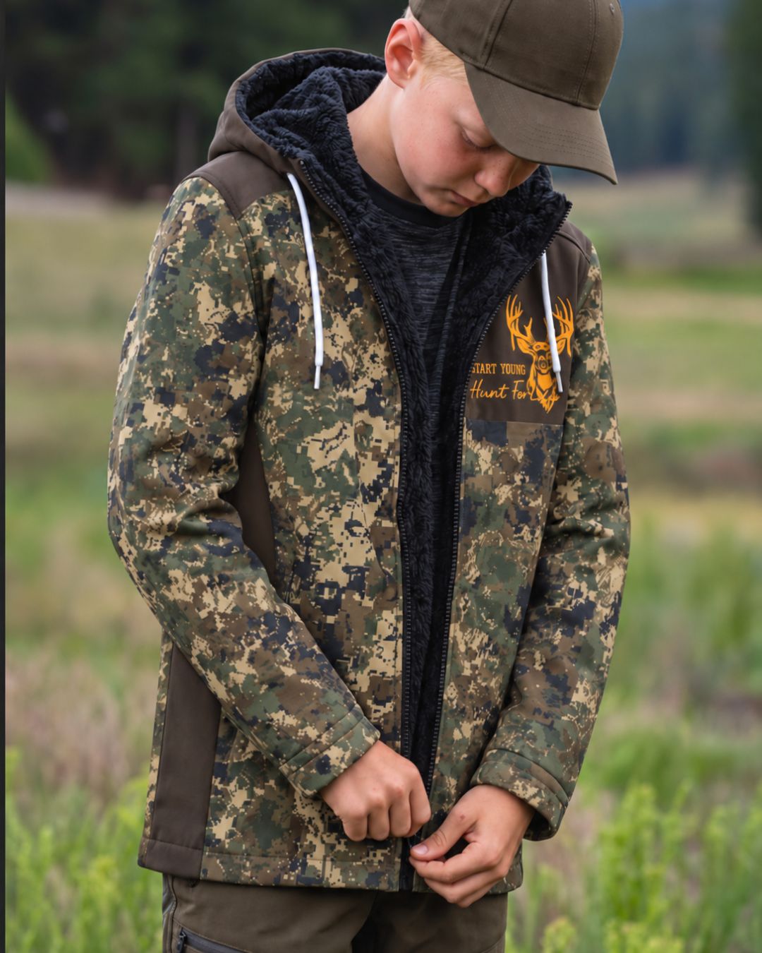 Hunt For Life Kids’ Camo Fleece‑lined Jacket | mockup 05