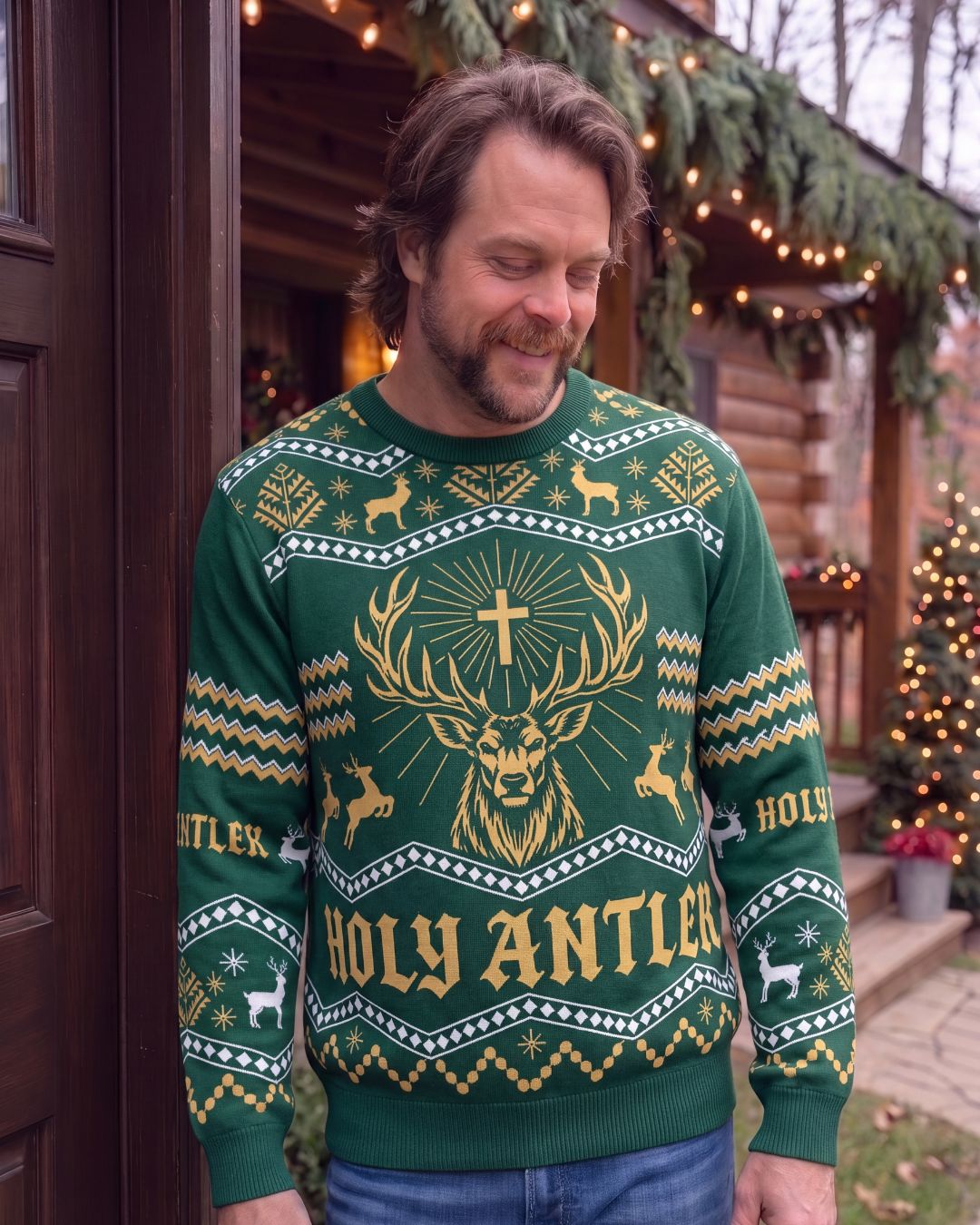 Nordic Holy Antler Ugly Sweater | mockup 05