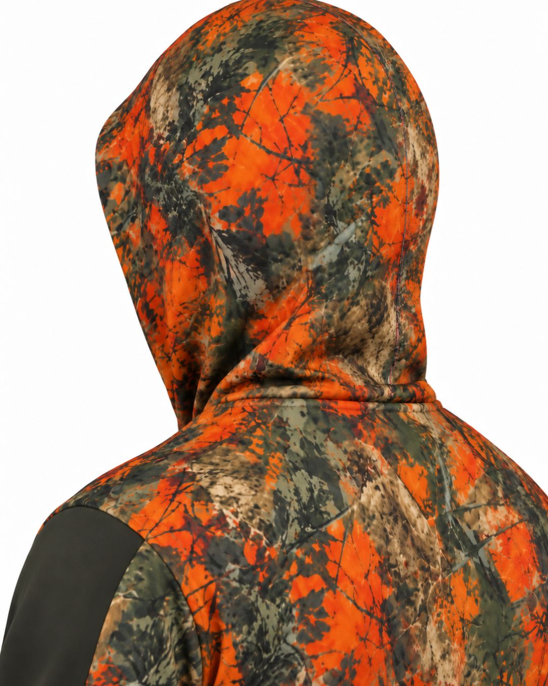 Orange Timber Camo Balaclava Hoodie | mockup 05