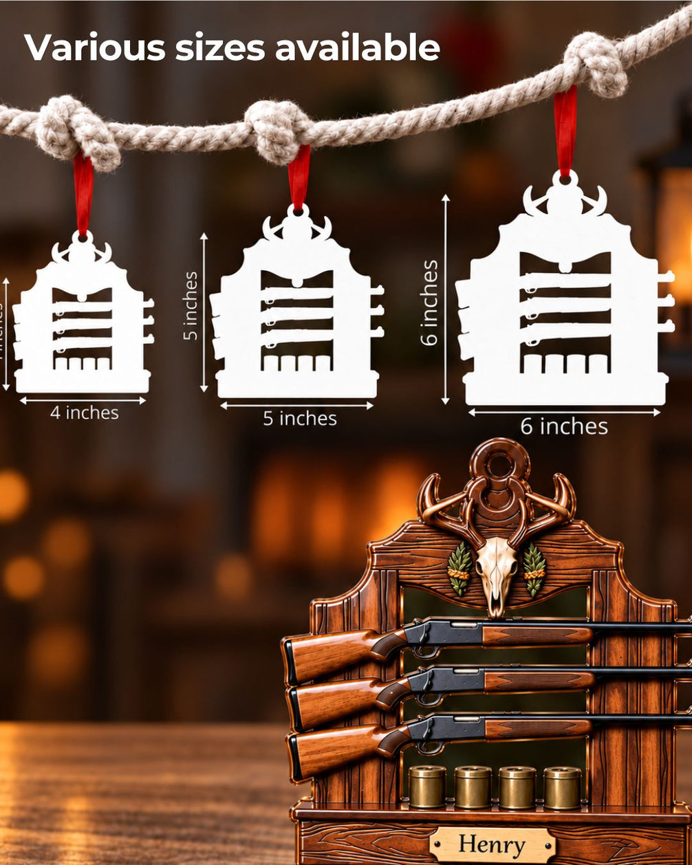 Personalized 3D Hunting Rifle Rack Acrylic Ornament | gallery 5