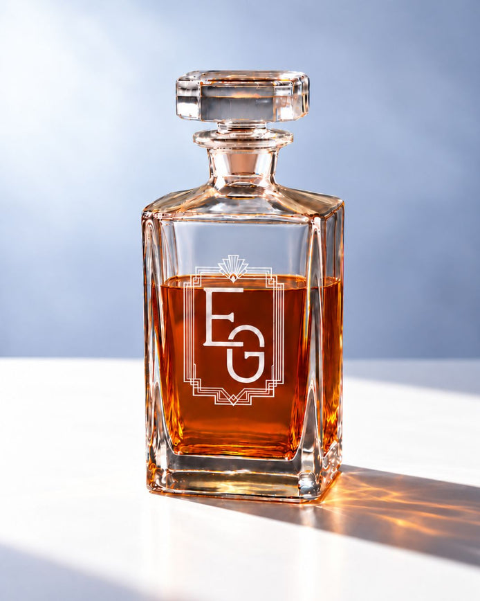 Personalized Art Deco Monogram Whiskey Decanter Gift Set | GS131008 | mockup 06