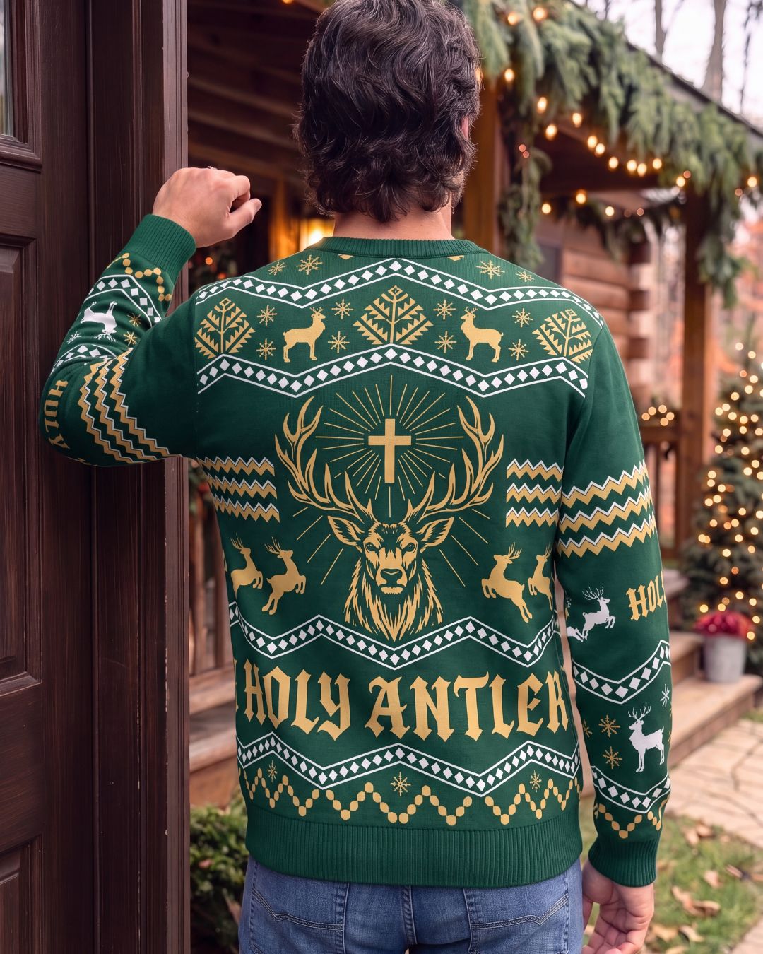 Nordic Holy Antler Ugly Sweater | mockup 06