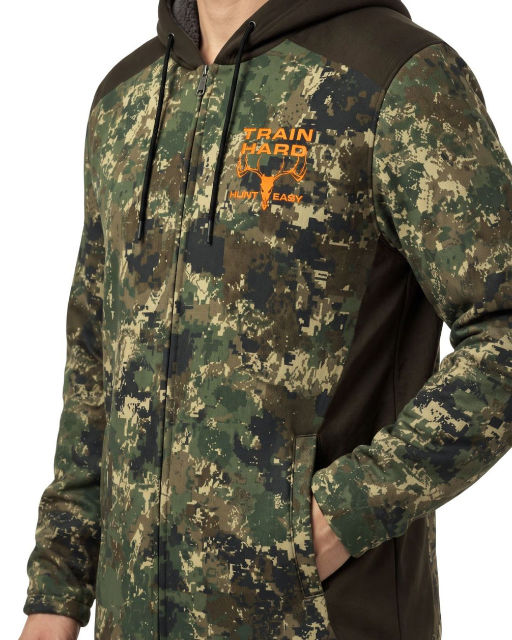 Train Hard Camo Fleece-Lined Jacket | mockup 06