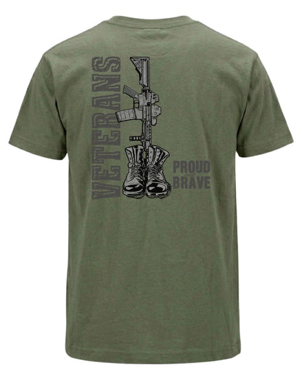 Veterans Proud and Brave T-shirt | Military Green | mockup 07