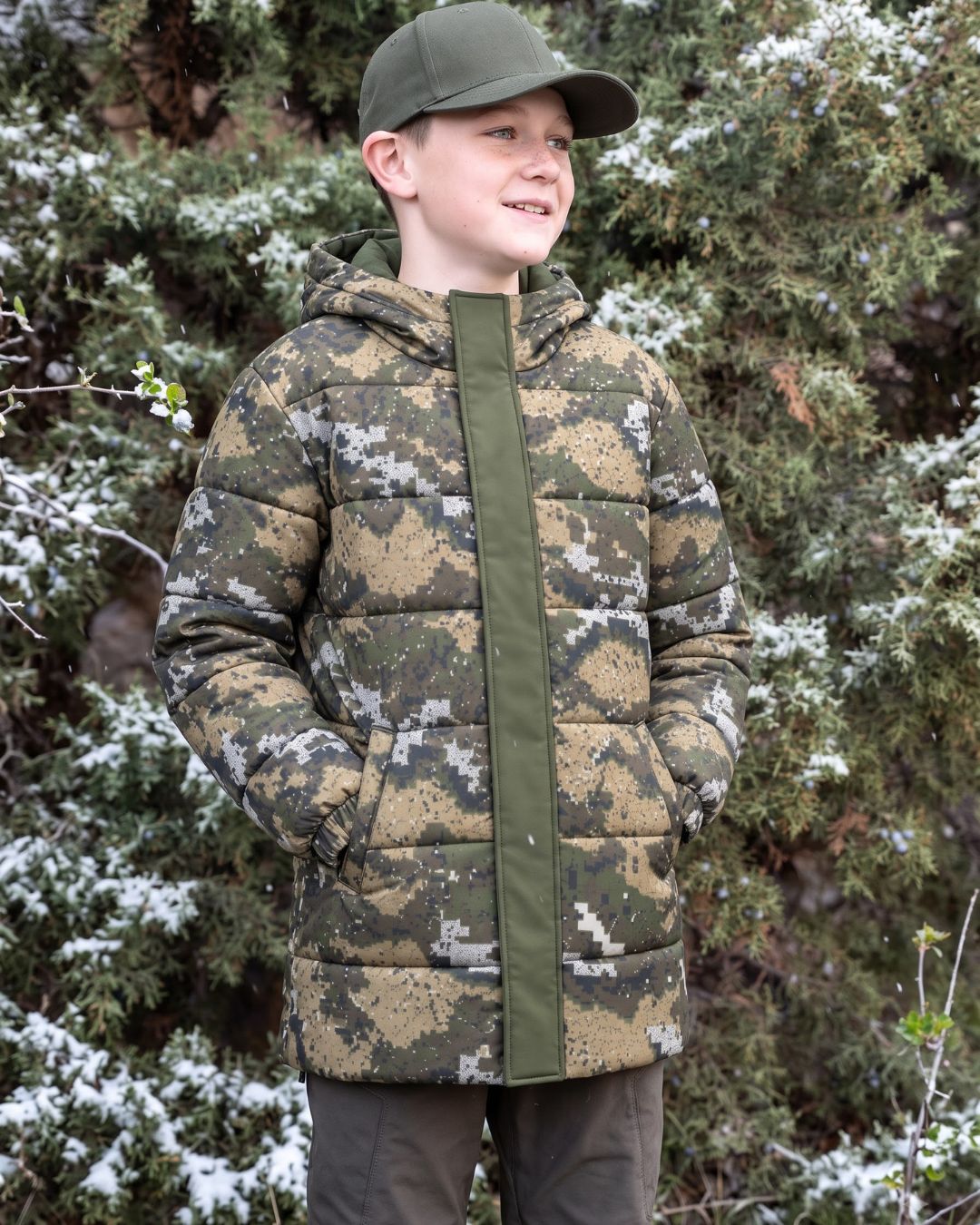 Woodland Pixel Camo Kids' Coat Jacket | mockup 06
