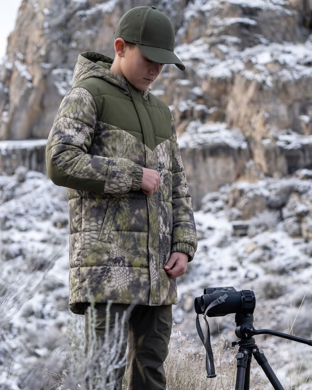 Moss Scale Camo Kids’ Coat Jacket | mockup 07