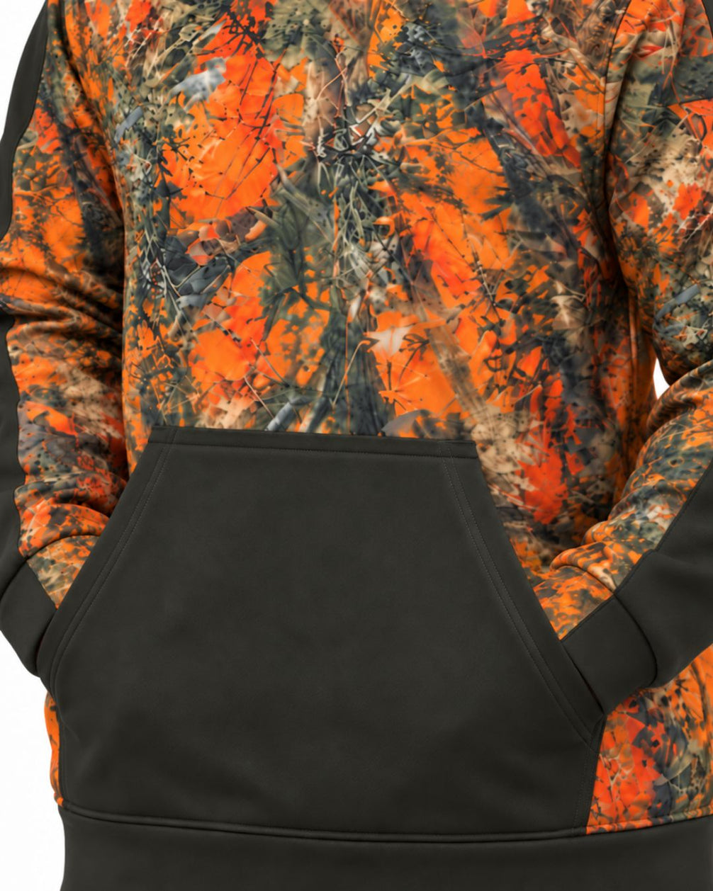 Orange Timber Camo Balaclava Hoodie | mockup 07