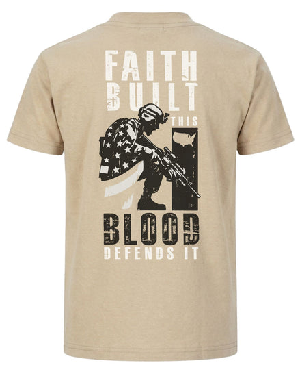 Faith Built This Blood Defends It T-shirt | Sand | mockup 08