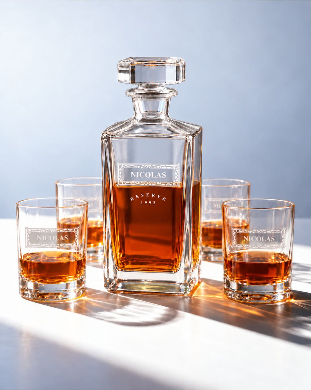 Personalized Classic Scrollwork Whiskey Decanter Gift Set | GS131003 | mockup 08