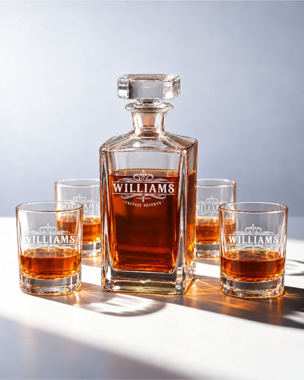 Personalized Classic Scrollwork Whiskey Decanter Gift Set | GS131010 | mockup 08
