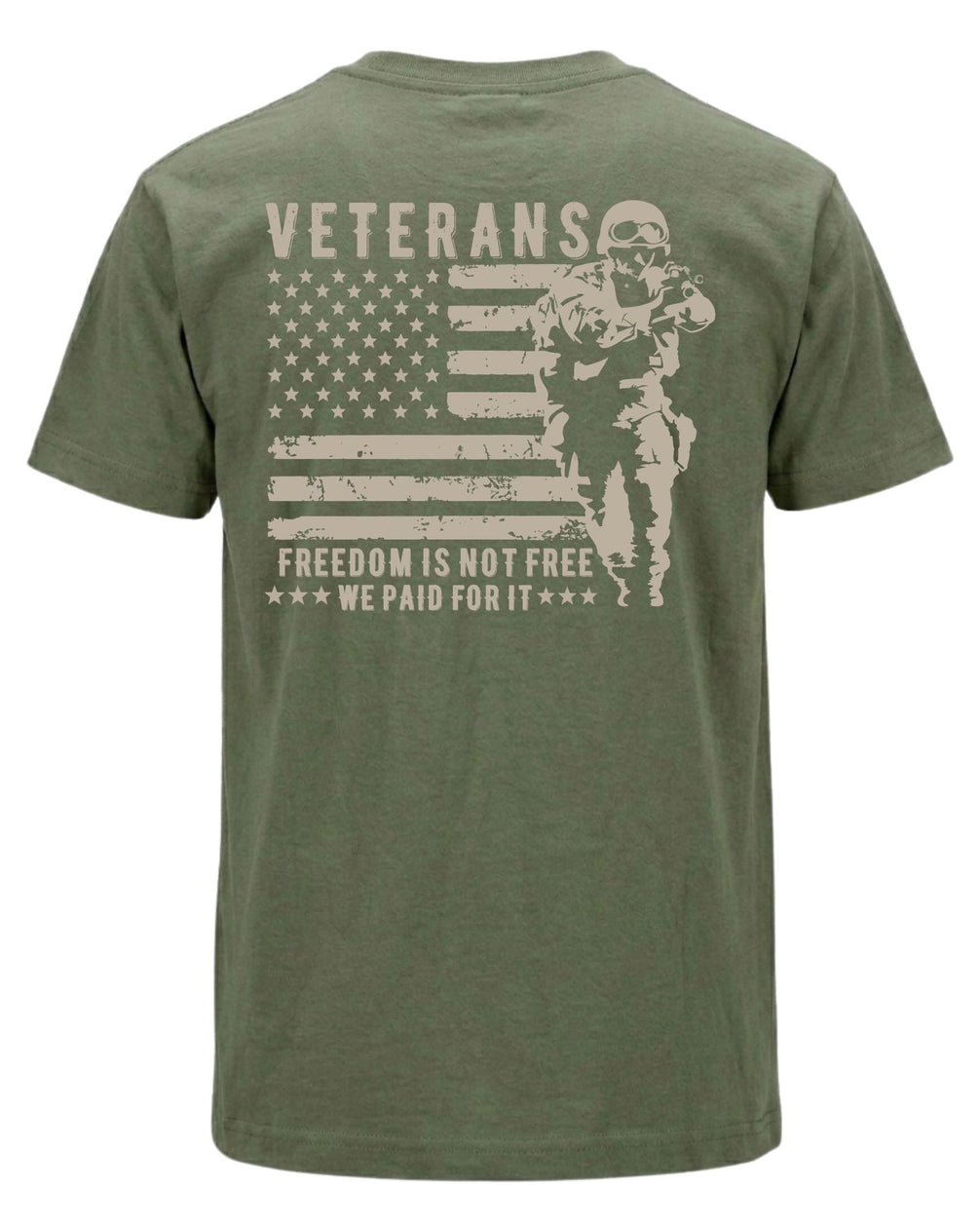 We Paid For It Veteran T-shirt | Military Green | mockup 09