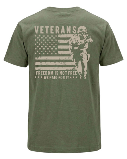 We Paid For It Veteran T-shirt | Military Green | mockup 09