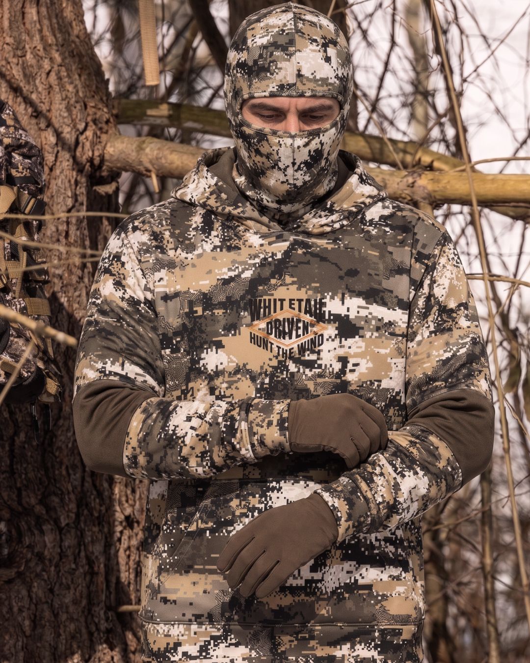 Whitetail Driven Camo Balaclava Hoodie | mockup 08