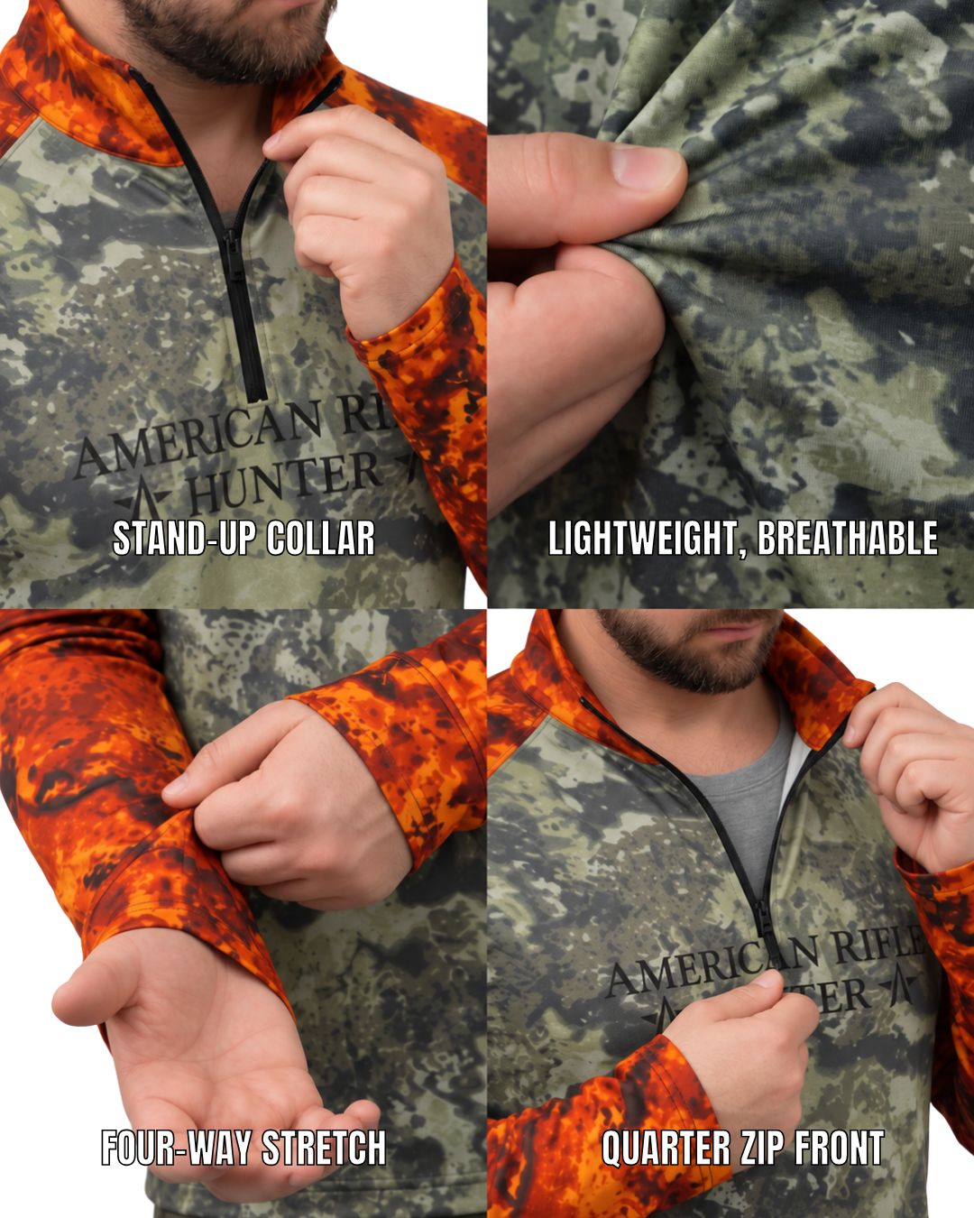 Long-Sleeve / Quarter-Zip Shirt - American Rifle Hunter Camo Layering Series | mockup 09
