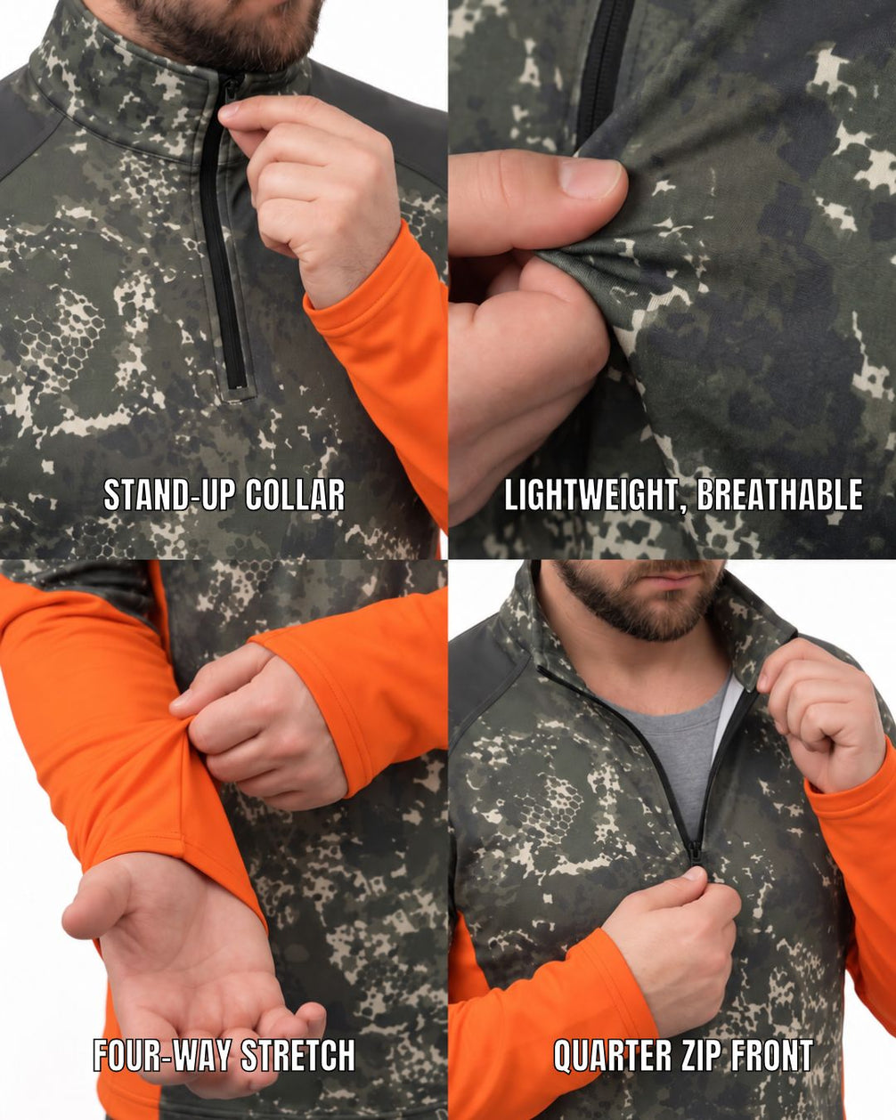 Long-Sleeve / Quarter-Zip Shirt - Blaze Terrain Matrix Camo Layering Series | mockup 09