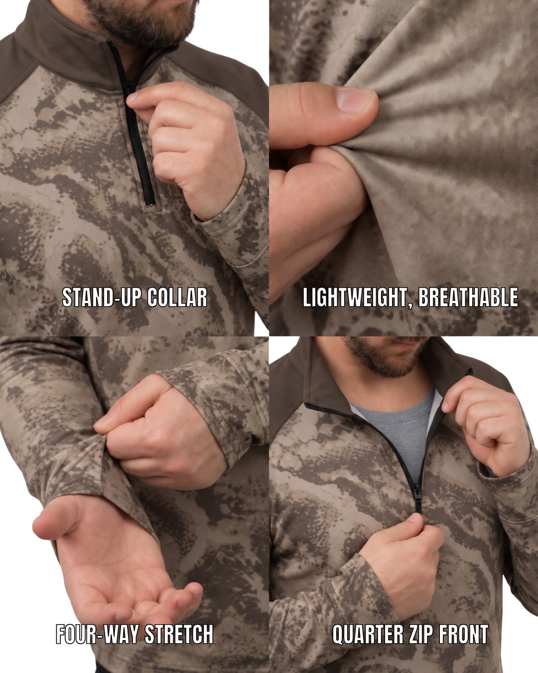 Long-Sleeve / Quarter-Zip Shirt - Dust Ridge Camo Layering Series | mockup 09