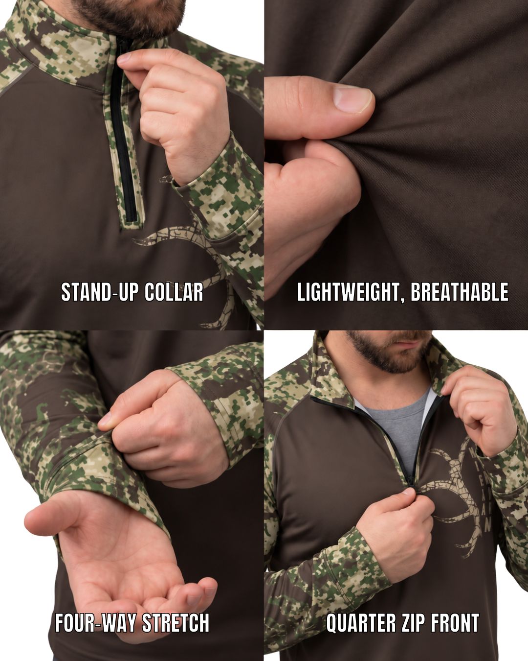 Long-Sleeve / Quarter-Zip Shirt - Rifle Hunter Camo Layering Series | mockup 09