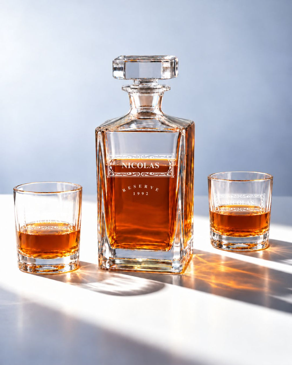 Personalized Classic Scrollwork Whiskey Decanter Gift Set | GS131003 | mockup 09