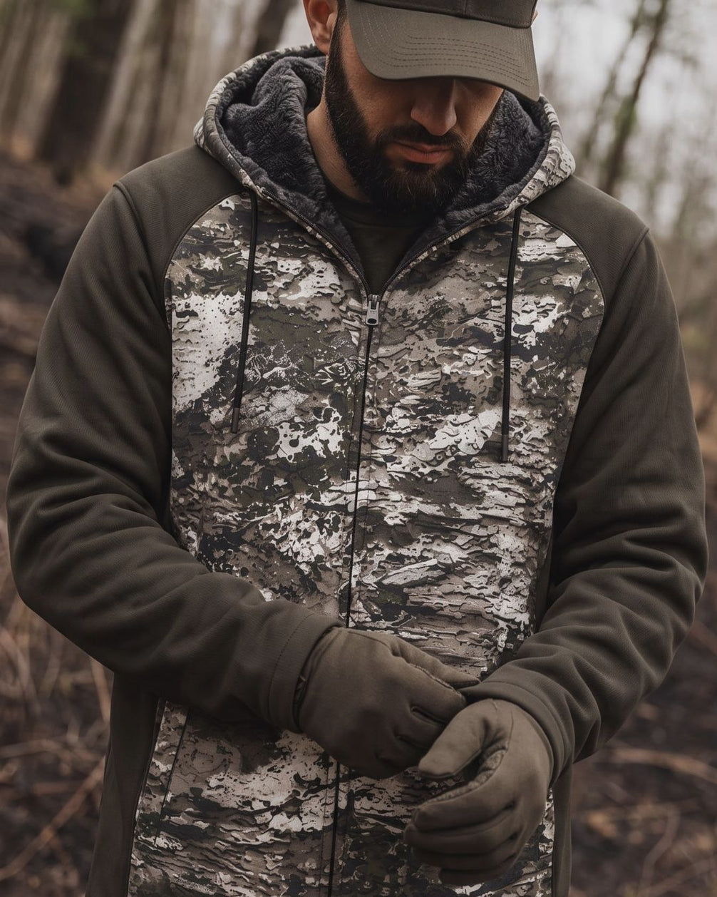 Silver Bark Camo Fleece-Lined Jacket | mockup 09