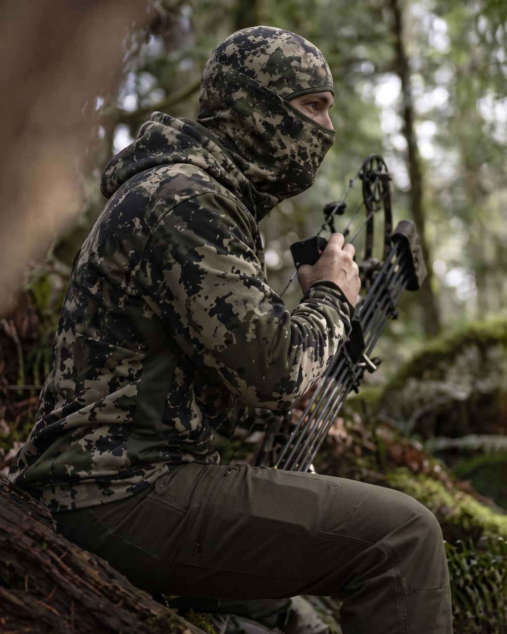 Whitetail Signal Camo Balaclava Hoodie | mockup 09
