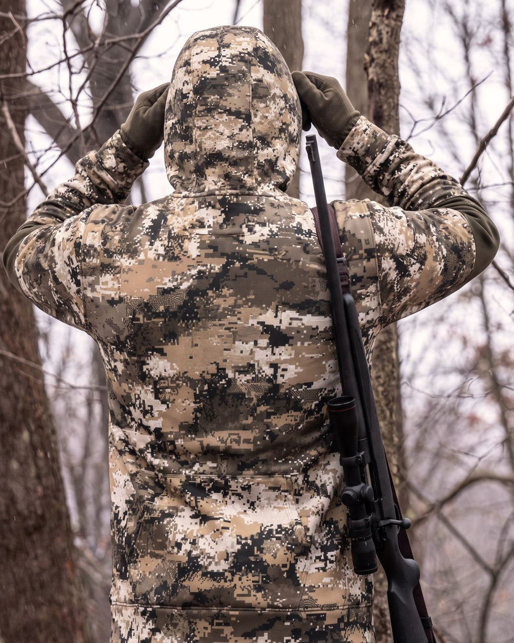 Whitetail Driven Camo Balaclava Hoodie | mockup 10