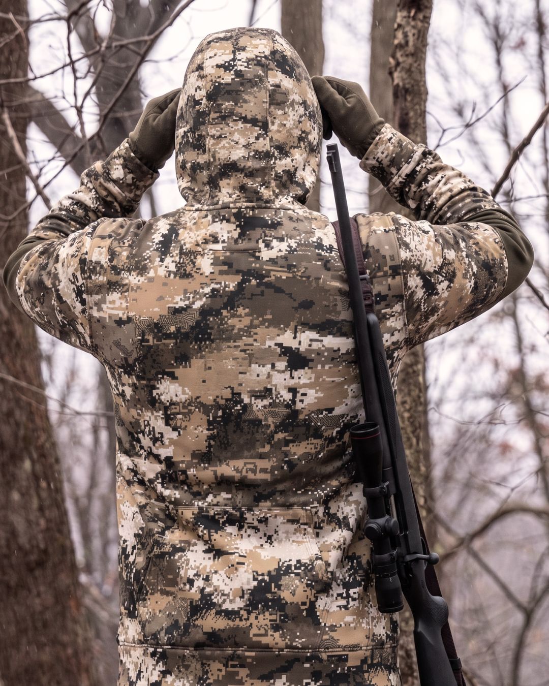 Whitetail Driven Camo Balaclava Hoodie | mockup 10