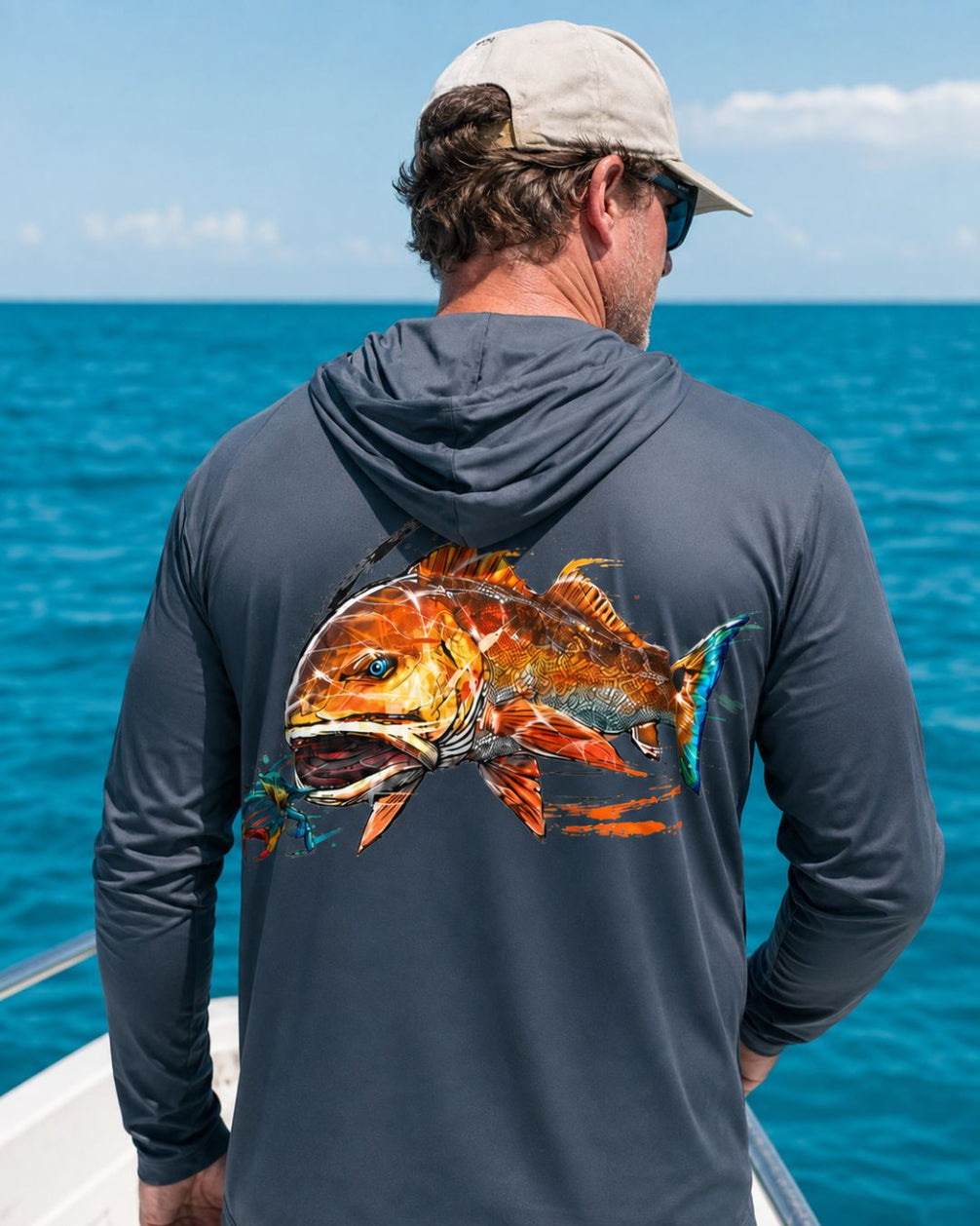 Inshore Red Drum Fishing Sun Protection Hoodie
