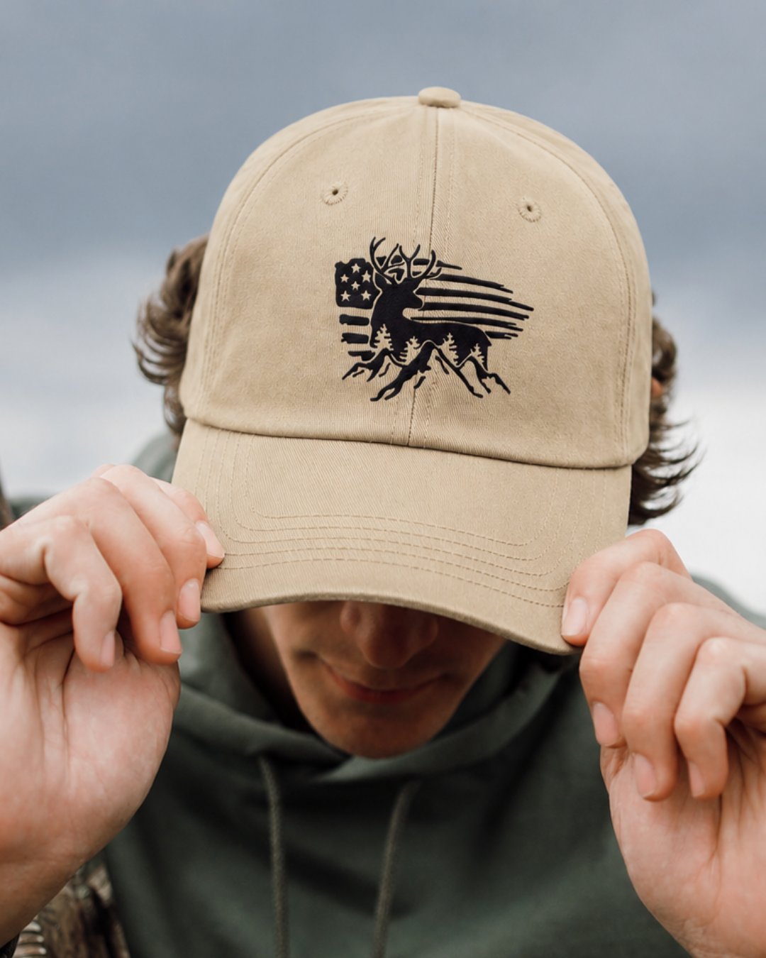 American Flag Deer Embroidered Classic Hat