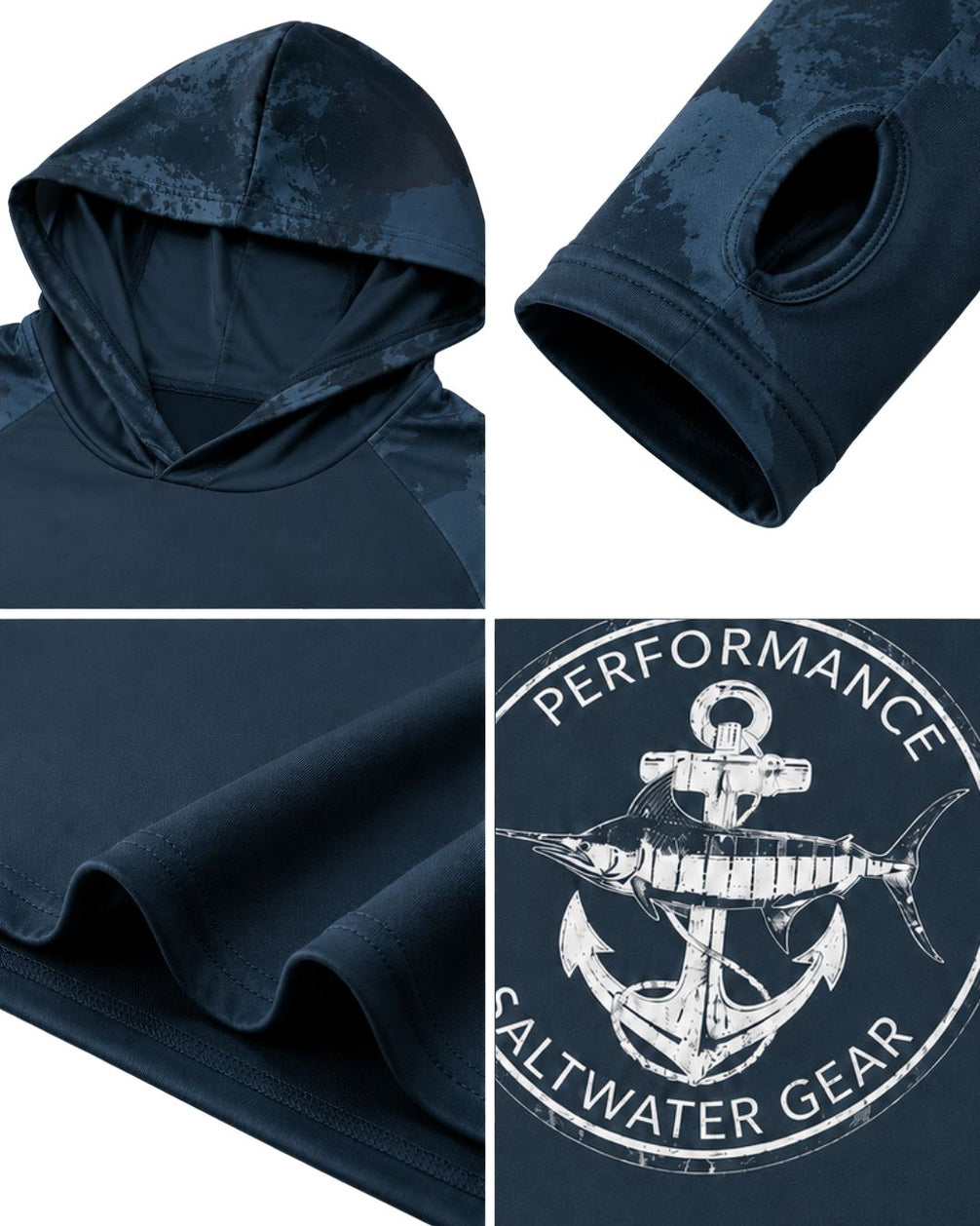 Nautical Anchor Marlin Performance Sun Protection Hoodie