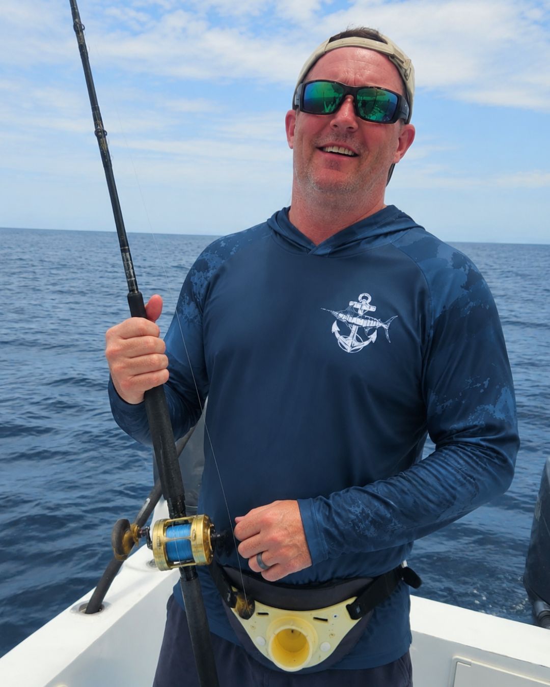 Nautical Anchor Marlin Performance Sun Protection Hoodie