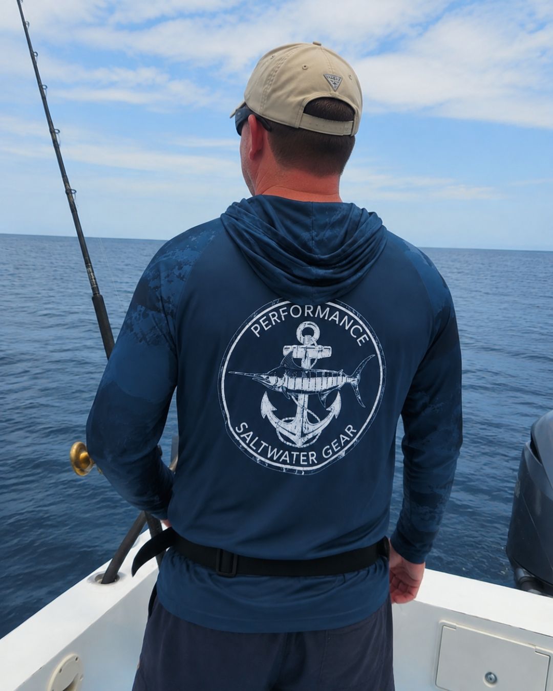 Nautical Anchor Marlin Performance Sun Protection Hoodie
