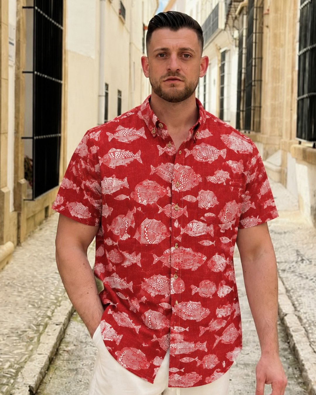 Red Fish Oceanic Men's Breathable Shirt