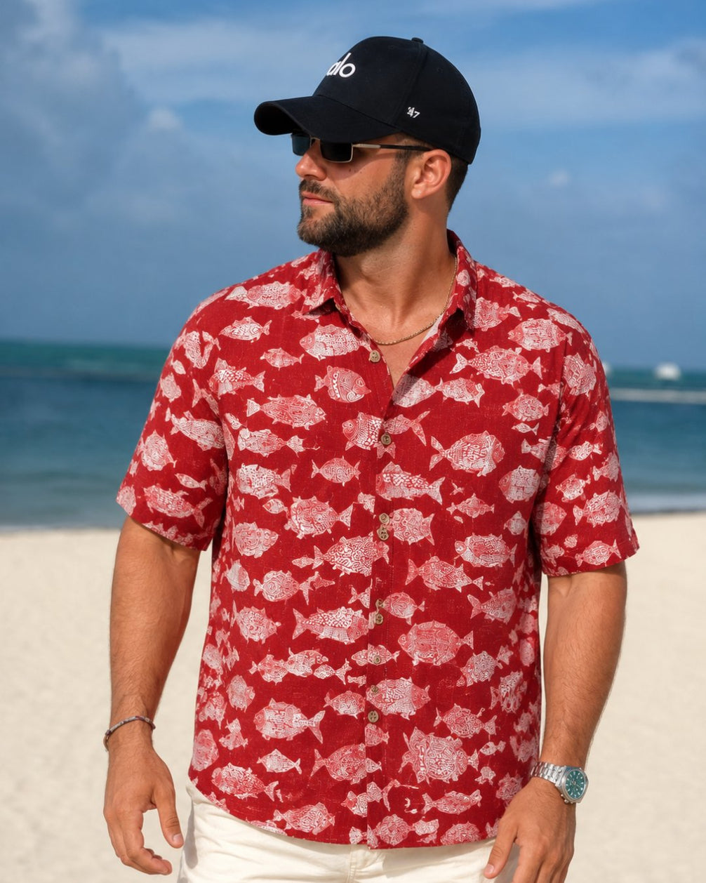 Red Fish Oceanic Men's Breathable Shirt