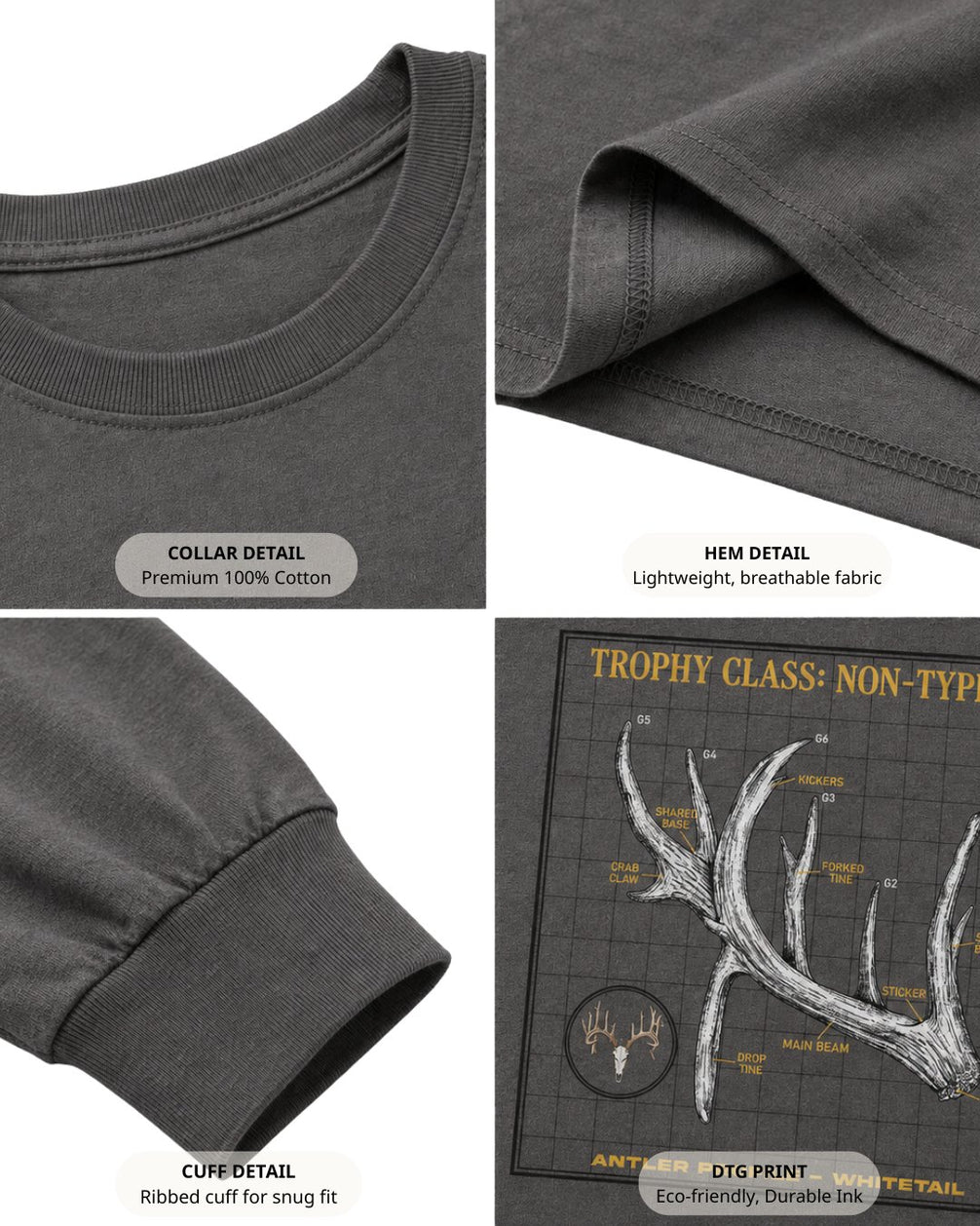 Non-Typical Antler Deer Profile Long-sleeve
