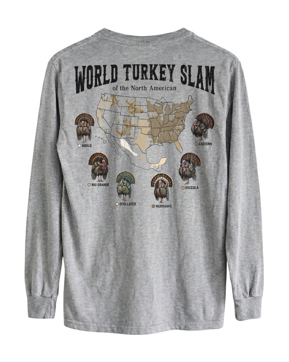 World Turkey Slam Subspecies Map Long-sleeve