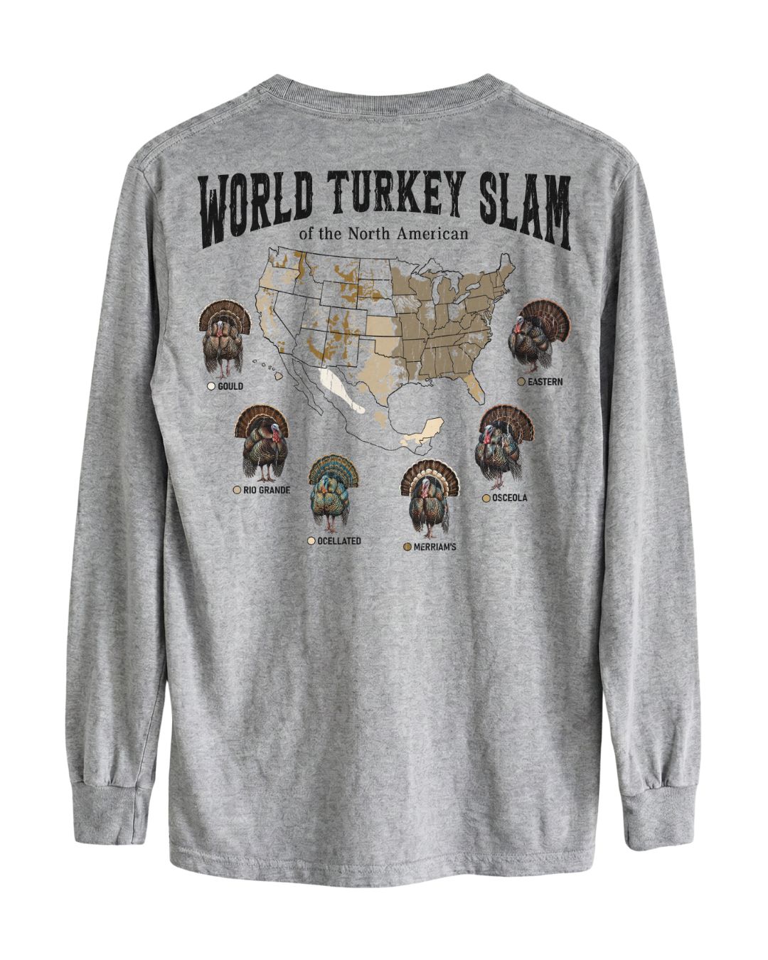 World Turkey Slam Subspecies Map Long-sleeve