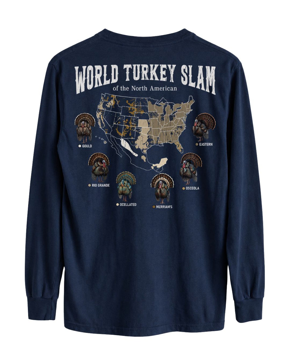 World Turkey Slam Subspecies Map Long-sleeve