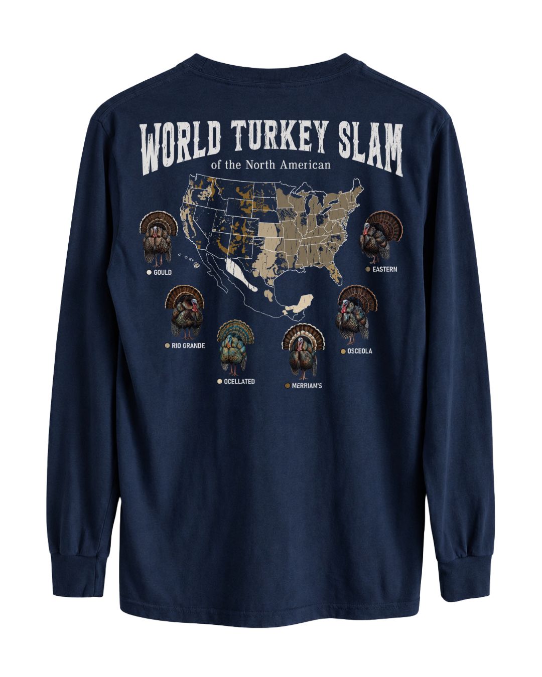 World Turkey Slam Subspecies Map Long-sleeve