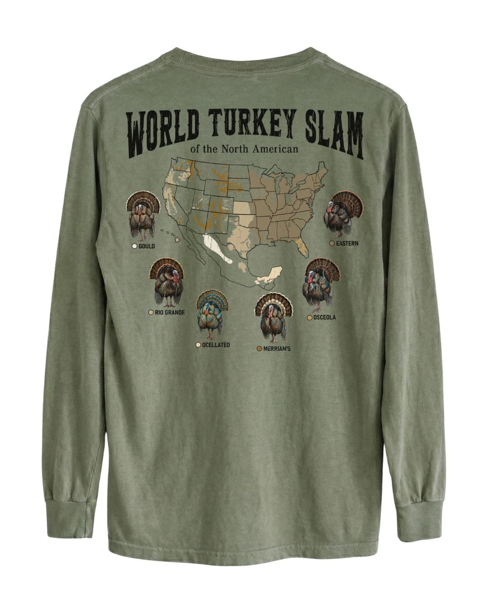 World Turkey Slam Subspecies Map Long-sleeve