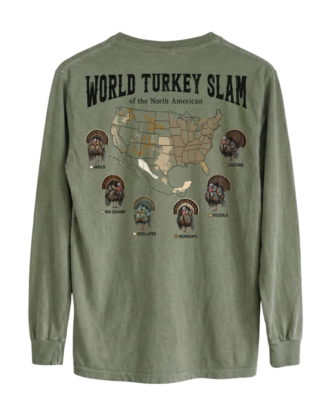 World Turkey Slam Subspecies Map Long-sleeve