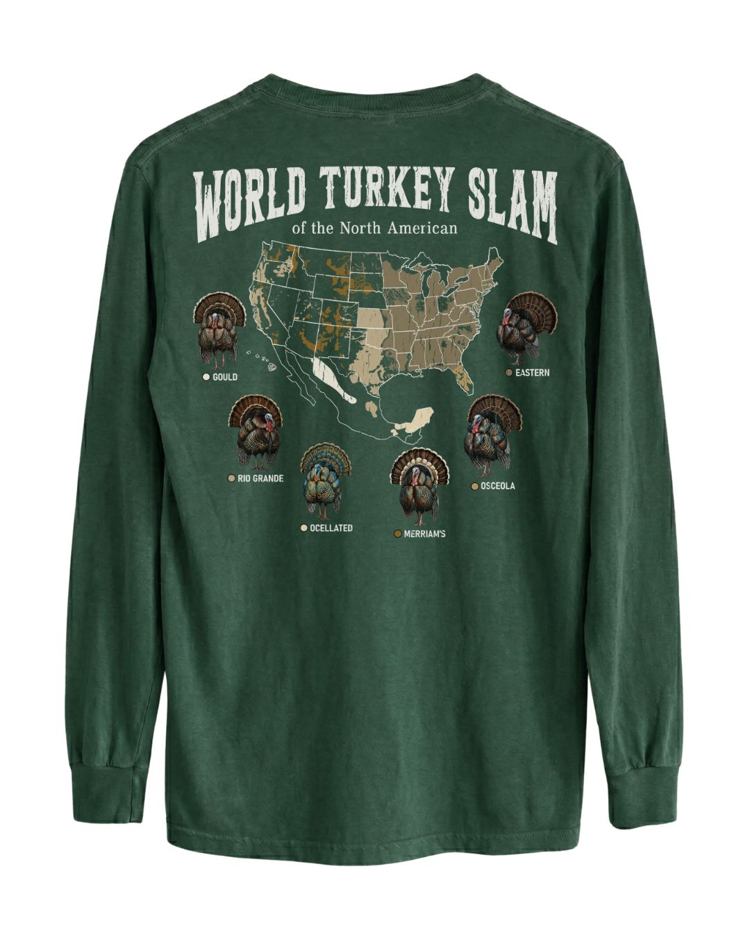 World Turkey Slam Subspecies Map Long-sleeve