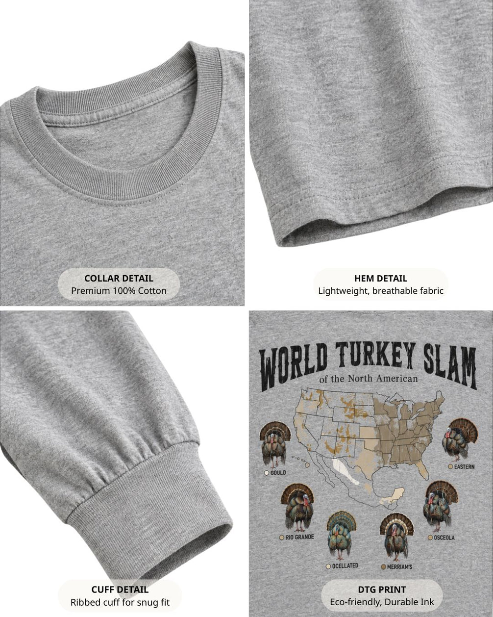 World Turkey Slam Subspecies Map Long-sleeve