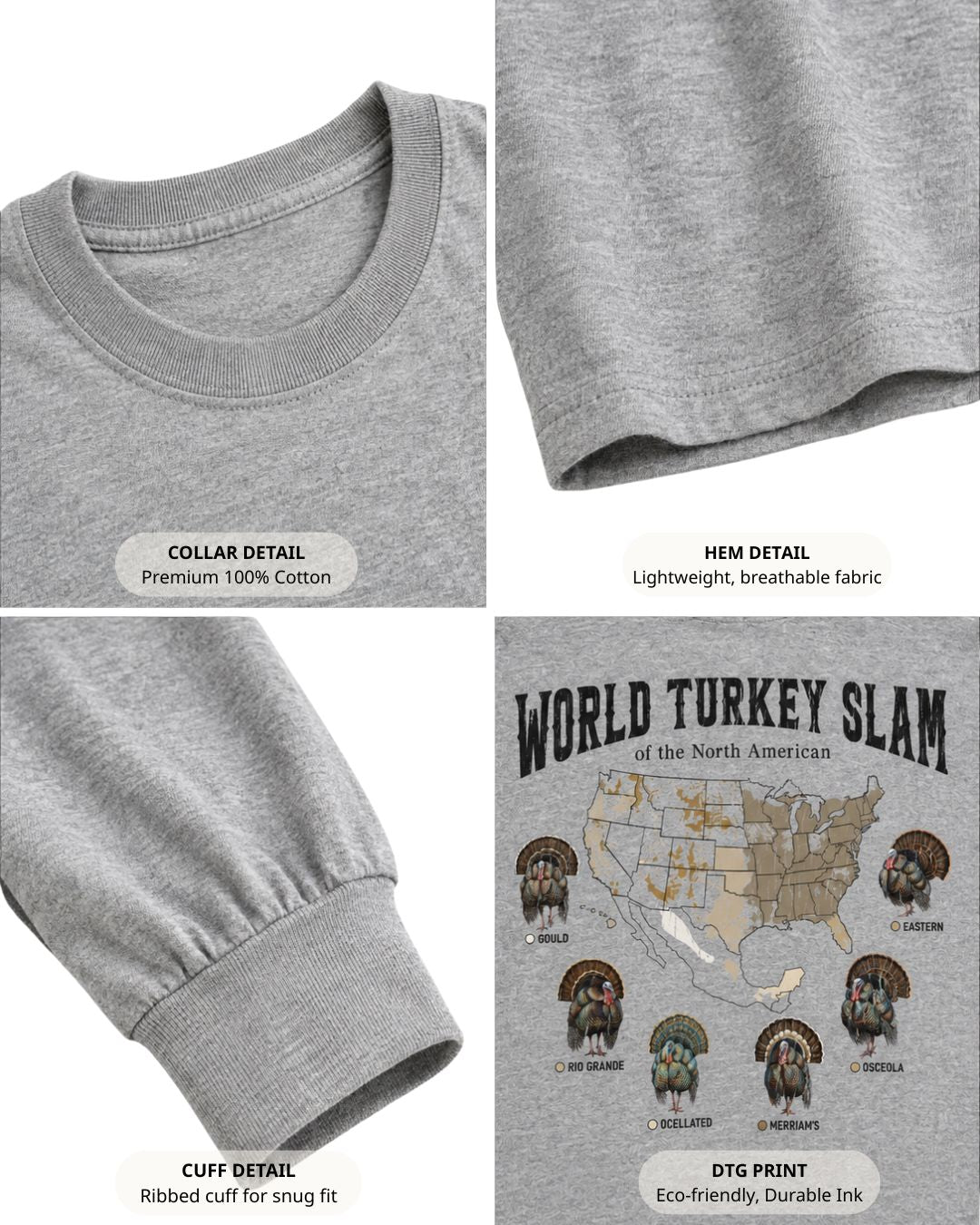 World Turkey Slam Subspecies Map Long-sleeve