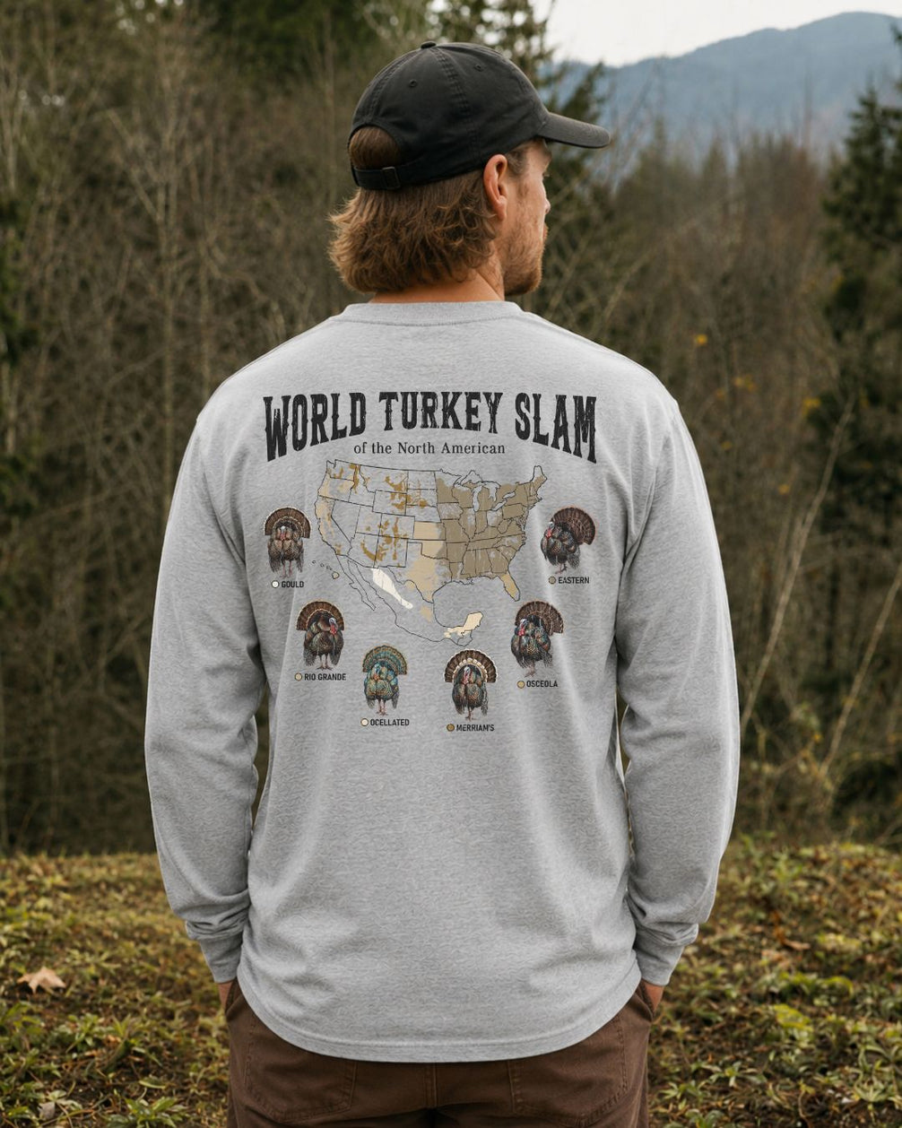 World Turkey Slam Subspecies Map Long-sleeve