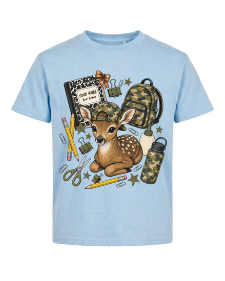Personalized Name & Grade Woodland Deer School Youth Tee