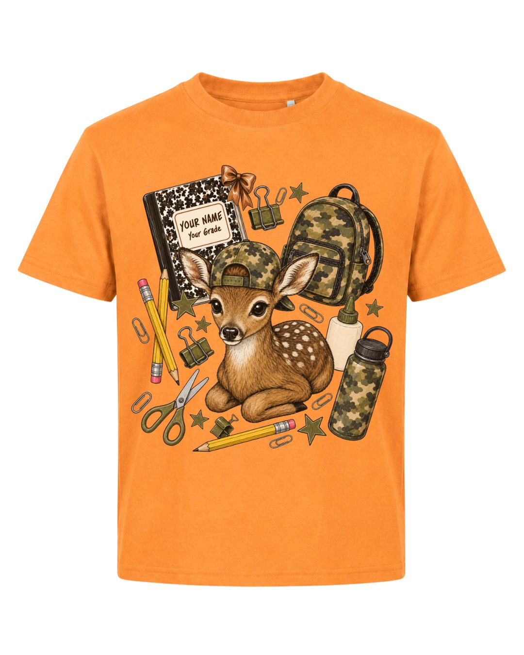 Personalized Name & Grade Woodland Deer School Youth Tee