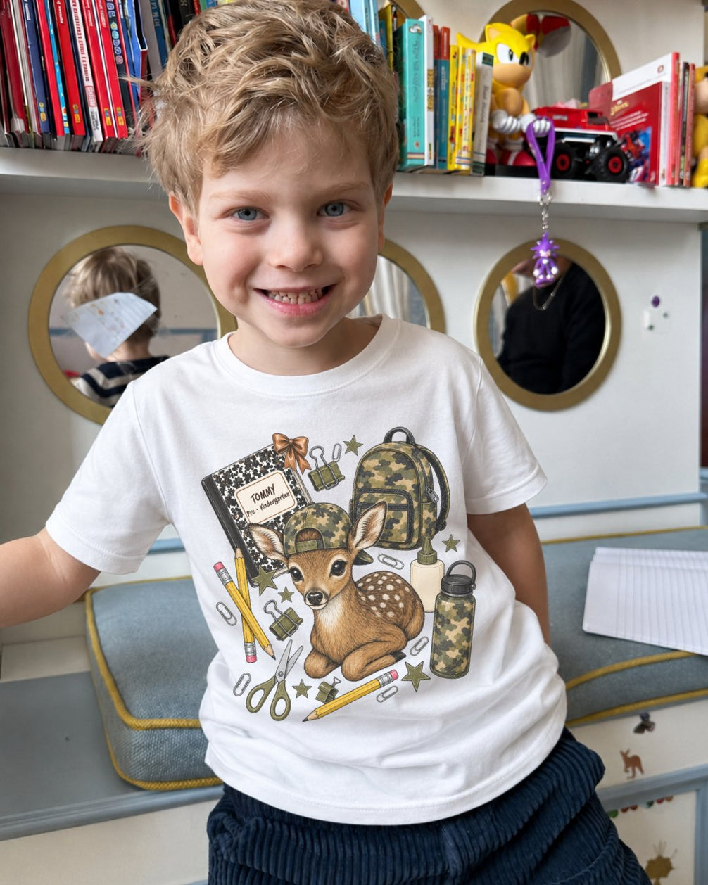 Personalized Name & Grade Woodland Deer School Youth Tee