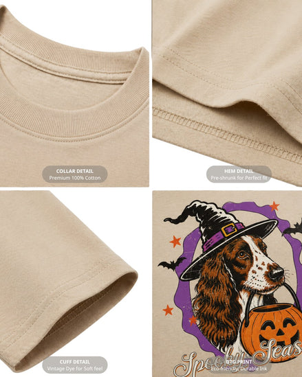Spooky Season Witch Spaniel Dog Hunting T-shirt