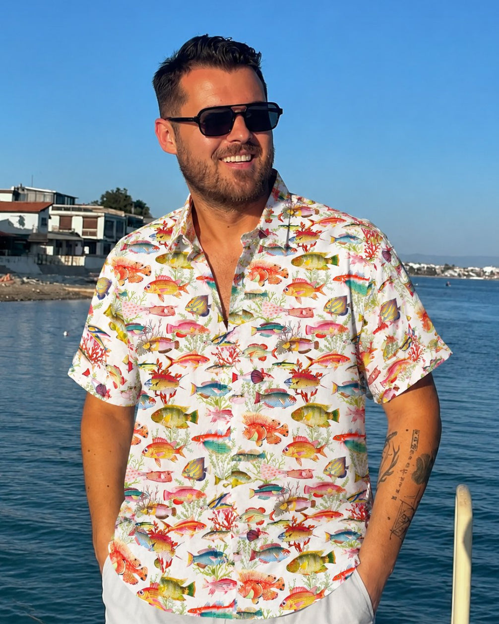 Vibrant Reef Fish Men's Breathable Shirt